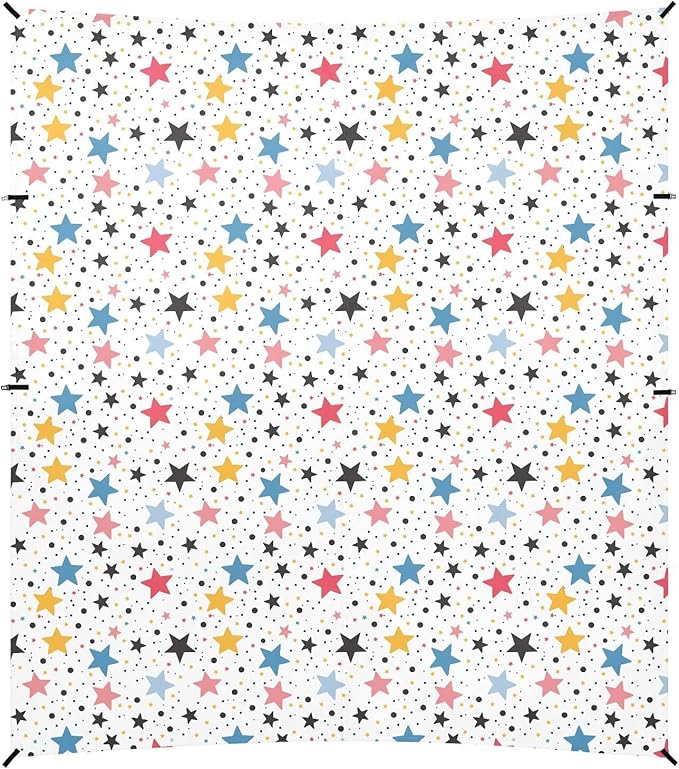 ALAZA Polka Dots Stars Beach Tent Sun Shelter UPF50+ Protection Beach Shade Canopy w/ 4 Sandbags for Outdoor Camping Fishing Backyard Fun Picnic 10x9 ft