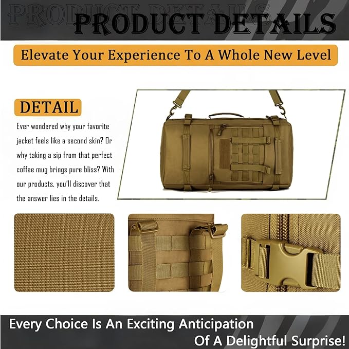 50L Multi-Function Tactical Handbag Outdoor Camping Large Messenger Bag Hiking Portable Storage Backpack(Black)