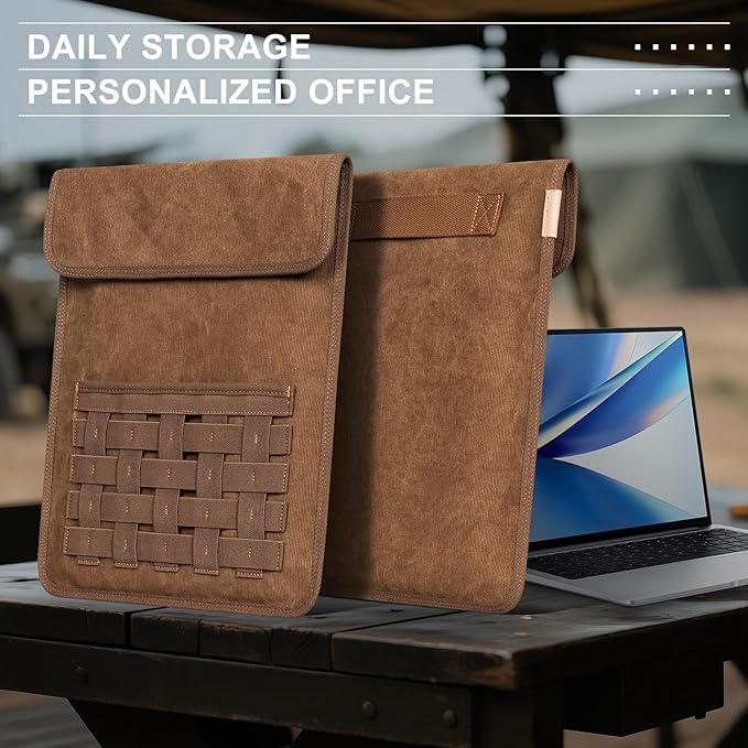 Gexmil Laptop Sleeve 14 Inch Compatible with MacBook Pro M4/M3/M2/M1 Pro/MaxProtective Laptop Travel Case Slim Portable Carrying Bag with Accessory Pocket Brown