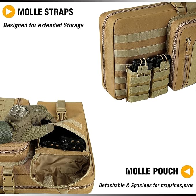 DBTAC Double Rifle Bag 32 + Tactical Concealed Carry Sling Bag Small (Brown)