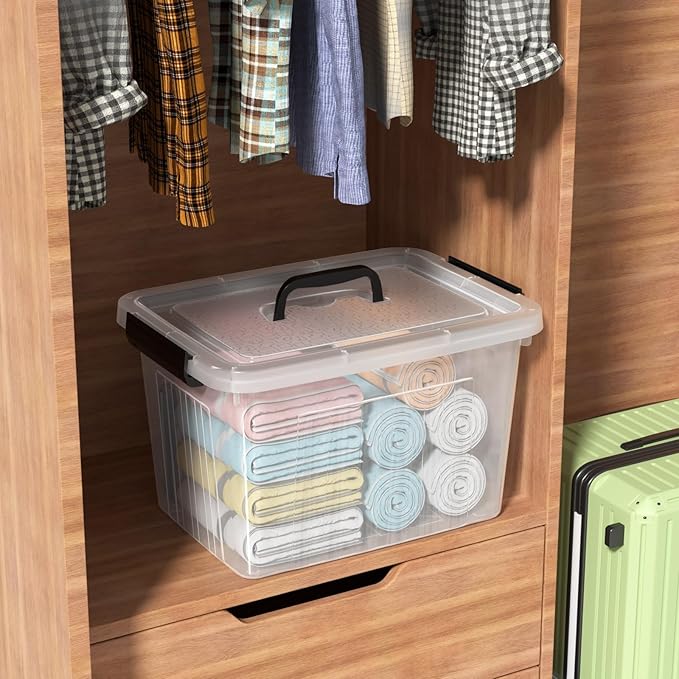 18 Quart Storage Boxes 4-Pack Clear Plastic Storage Bins with Lids