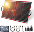 DOKIO 100W Portable Foldable Solar Panel Kit Compact 18.9x26in Design 5.3lb with Standalone Controller and USB Monocrystalline Charger for 12V Batteries Power Stations RV Camping Emergency Use