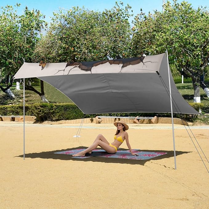 ALAZA 3D Cartoon Dinosaur Wall Hole Beach Tent Sun Shelter Portable Canopy Sunshade for Outdoor Camping Picnics Backyard Fun 10x9 ft