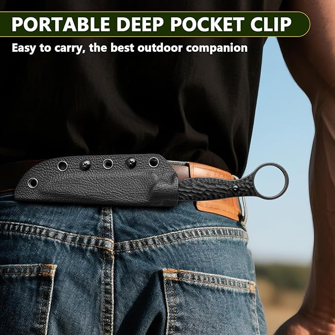 Camping Knife Fixed Blade Knife with Kydex Sheath 8Cr13Mov Steel Suitable for Hiking Camping Homework Gift for Men