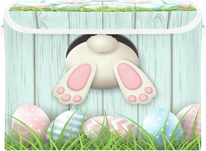 senya Easter Storage Baskets Collapsible Storage Bins with Lids Easter Bunny Bottom with Pink and Blue Eggs Storage Boxes Clothes Baskets for Organizing B06D22020 Pattern 3 One Size