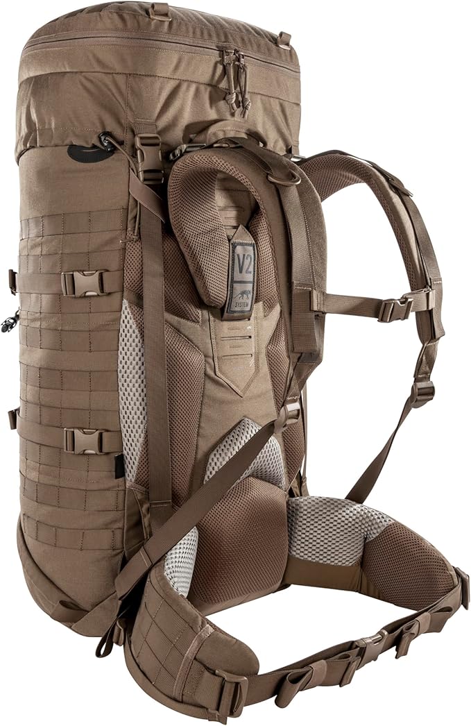 Tasmanian Tiger Base Pack 75 Liters Tactical Backpack Expandable MOLLE Padded Carrying System Hydration Compatible Coyote