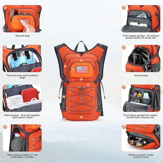 Maelstrom Hydration Hiking Backpack with 2L/3L Water Bladder High Flow Bite Valve Water Backpack Men Women Lightweight Insulation for Hiking Cycling Running Climbing Camping