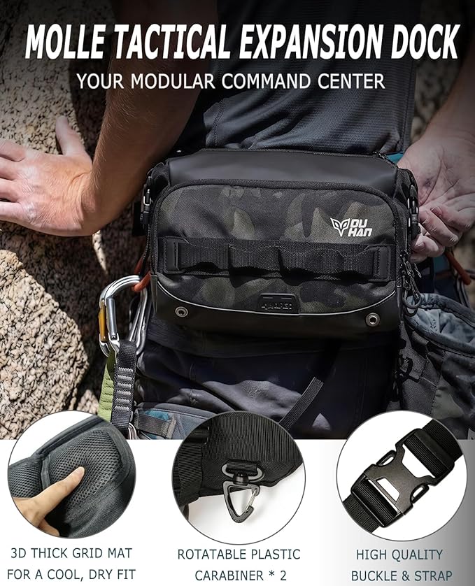 DUHAN Multi-Function Motorcycle Waist Bag – Waterproof Adjustable Leg &amp Tactical Pack 4-Way Wearable for Motorcycle Hiking Cycling Outdoor Work