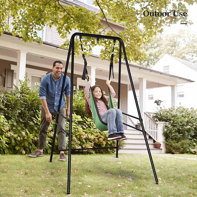 ONCLOUD Hanging Chair Stand Only Heavy-Duty Hammock Chair Stand Hold up to 450 LBS Outdoor Metal Frame Swing Stand for Patio Garden and Backyard (Black)