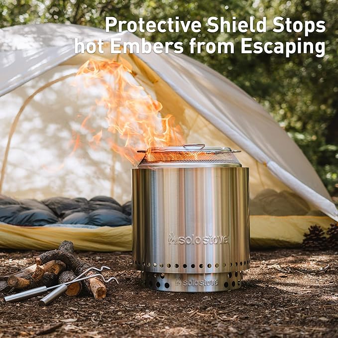 Solo Stove Ranger Big Yard Bundle | Includes Fire Pit Stand Shield &amp Shelter | Perfect for 2–4 People | Portable Wood Burning Stainless Steel 15.25in H x 15in Dia