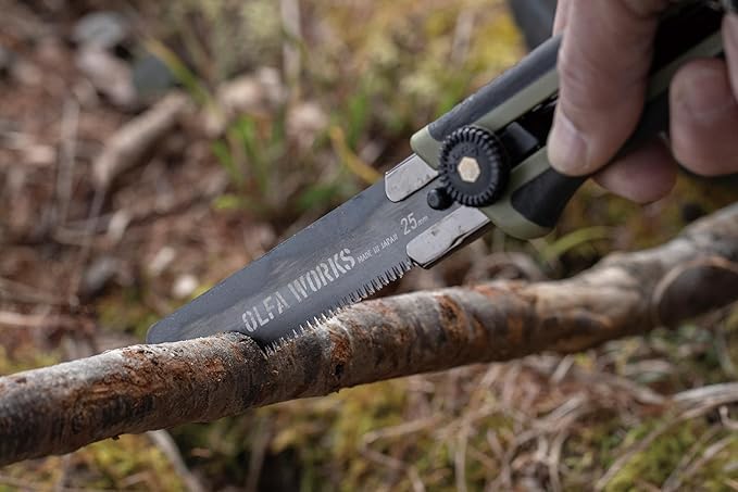 OLFA Works OW-BCS-1/OD Bushcraft Japanese Pull Saw Serrated Replacable and Retractable Carbon Tool Steel Blade - Great for Trimming Branches Woodwork and other Bushcraft or Outdoor Activities - Rach