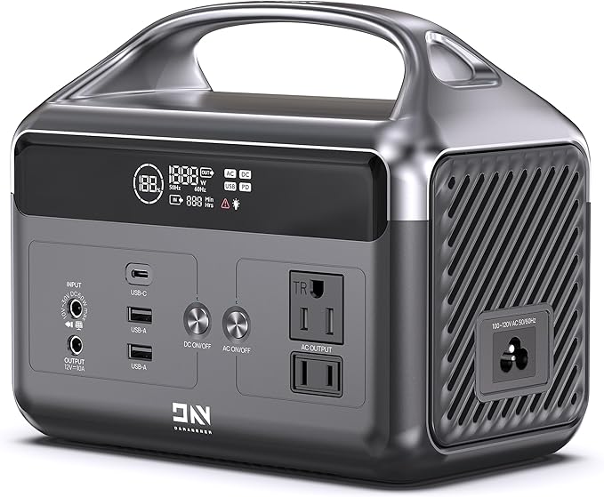 DaranEner Portable Power Station 60000mAh 192Wh LiFePO4 Battery Backup w/2 300W (Surge 600W) AC Outlets 2H Fast Charging Power Bank for Hurricane Emergency/Home/Outdoor Camping/RVs Use