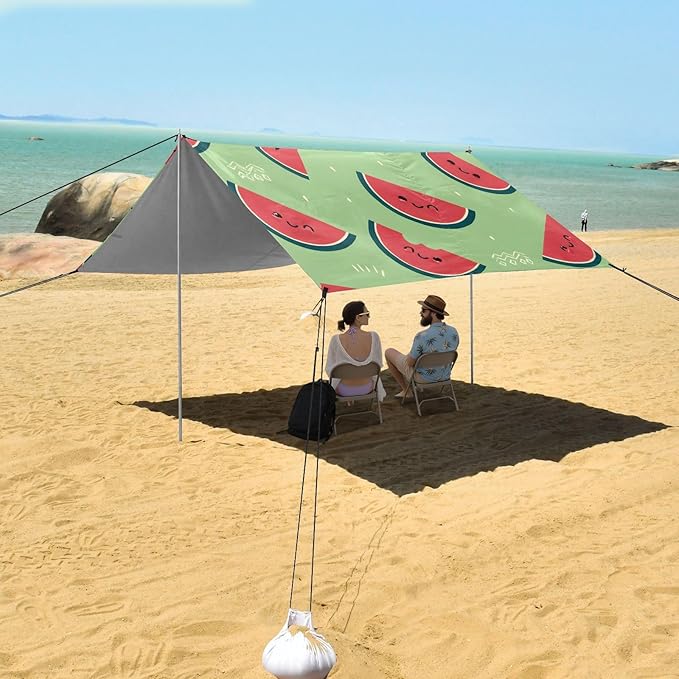 ALAZA Funny Watermelon Pattern Beach Tent Sun Shelter Portable Canopy Sunshade for Outdoor Camping Picnics Backyard Fun 10x9 ft