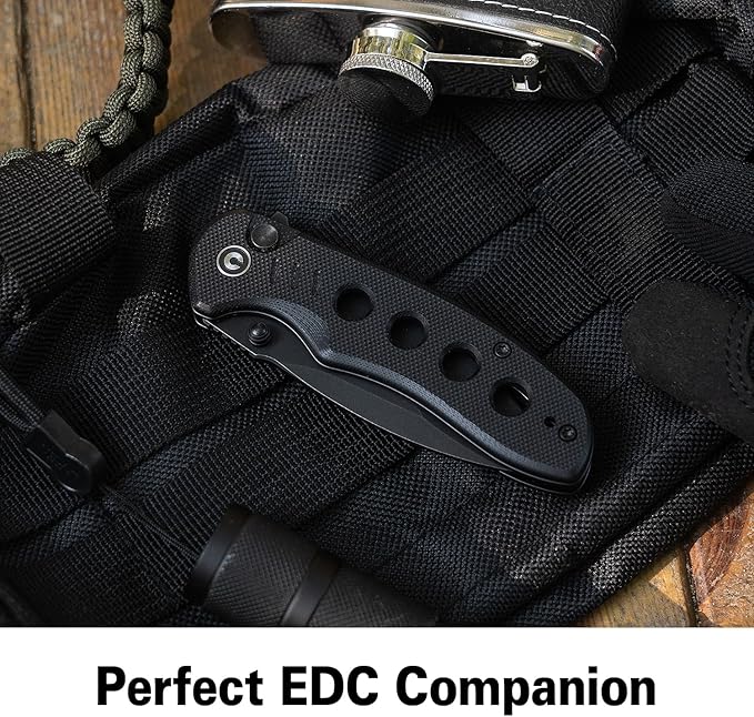 CIVIVI Triptych Folding Pocket Knife 2.97 14C28N Blade G10 Handle with Reversible Clip Button Lock Knife for EDC Camping Hiking C23085B-1 Black