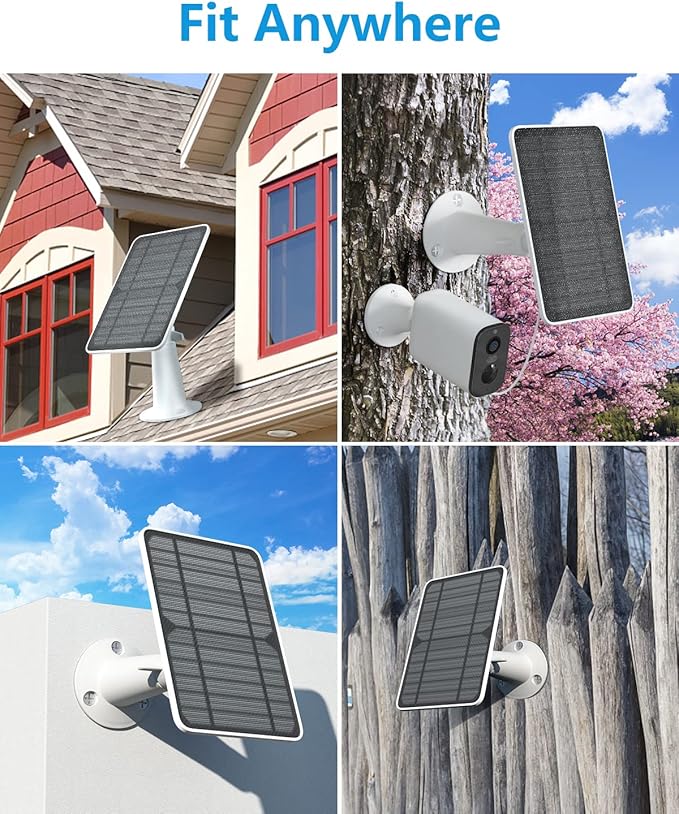 Solar Panel Charger Compatible with Eufycam 3/3C/2C/2C Pro/E40/E20/2/2 Pro/E/L20/L40/Solo/SoloCam Spotlight 5W Solar Panel for Eufy Camera Micro USB &amp USB-C Port 9.8ft Cable P65 Waterproof 4