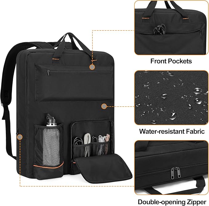 HODRANT Solar Panel Storage Bag Travel Backpack Compatible with Jackery SolarSaga 100W 100X 200W Padded Carrying Case for 2 Panels Portable Carrier with Pockets