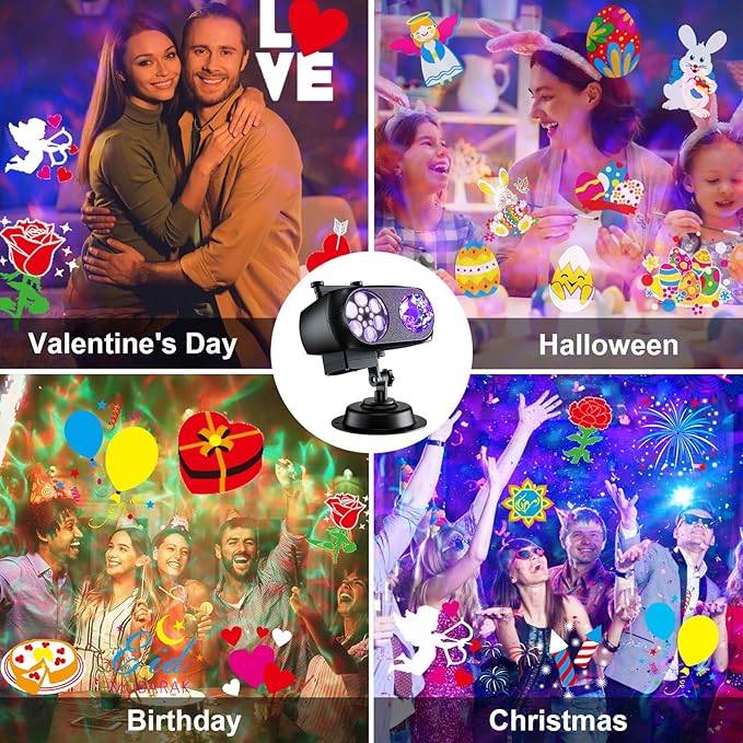 2026 Upgrade Brighter Easter Projector Lights Outdoor8 Patterns Holiday Projectors 10HD Slides (Ocean Wave &amp Patterns) Weatherproof Easter Decorations for Light Show