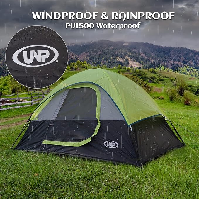 Camping Tent 2-4 Person Waterproof Windproof Tent with Rainfly Easy Set up-Portable Dome Tents for Camping…