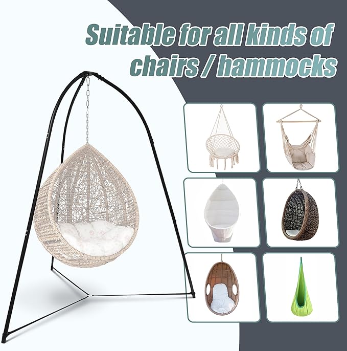 Sorbus Tripod Hanging Chair Stand – 330lbs Capacity Heavy Duty Steel Rust Resistant Adjustable Hammock Frame for Saucer Air Porch Indoor/Outdoor Use – Swing Not Included