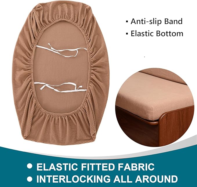 KRFOONN RV Dinette Cushion Covers Stretch Camper Cushions Cover Replacement Couch Cushion Slipcovers Washable Loveseat Slipcovers for Travel Trailer Couch (2 Backrest Cover &amp 2 Bench Cover Brown)