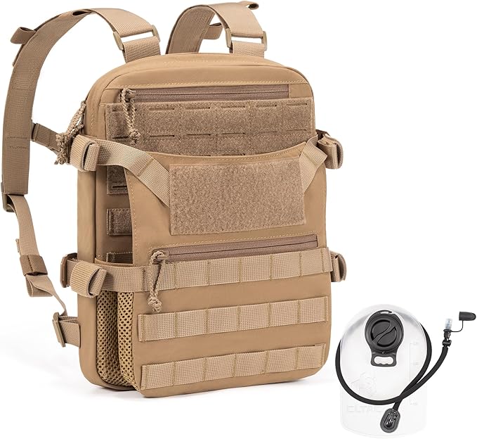 ABP Tactical MOLLE Hydration Backpack Military Assault Vest Back Panel Pack for Men Training Hiking Airsoft with 2.5L Bladder