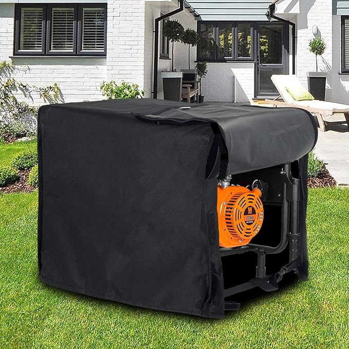 Generator Cover Waterproof 26 x 20 x 20 inch Heavy Duty Thicken 600D Polyester Universal Generator Cover for Portable Generators 3800-6500 Watt Black