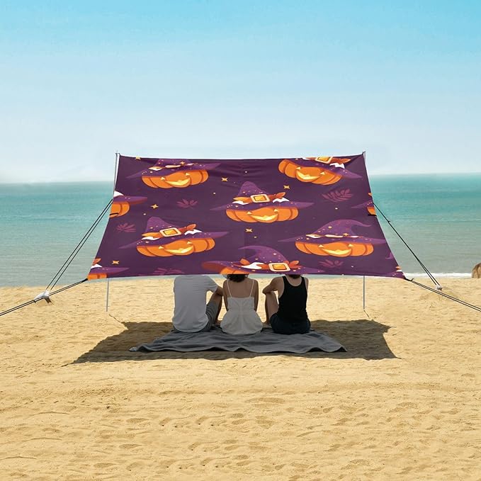 ALAZA Magic Hat Pumpkin Pattern Beach Tent Sun Shelter Portable Canopy Sunshade for Outdoor Camping Picnics Backyard Fun 10x9 ft