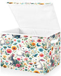 Cute Rabbit Large Collapsible Storage Bins with Lids Easter Storage Baskets Organizer Containers with Handles for Nursery Clothes Toys