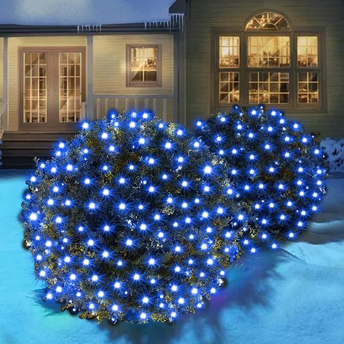 Led Christmas Net Lights for Bushes 132LED 6FT x 6FT Connectable UL Certified Net Lights for Bushes Tree Shrubs Xmas Trunk Green Wire Christmas Decorations