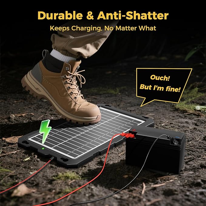 SUNAPEX 12V Solar Battery Charge: 10W Waterproof Portable Solar Panel Kit - Battery Maintainer Trickle Charger - with Upgrade Built in Charge Controller for Car Boat RV Trailer Automotive Motorcycle