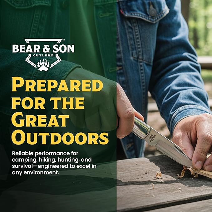 Bear &amp Son Small Folding Pocket Knife – 2.25 Clip Point Blade 440 Stainless Steel | EDC Knife with Rosewood Handle &amp Nickel Silver Bolsters | Manual Lockback for Everyday Carry Camping &amp