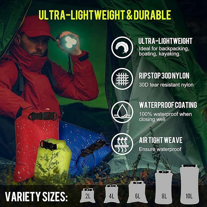 12Pcs Waterproof Dry Bag Set for Kayaking BoatingDrybag Outdoor Storage Bags for Canoeing Camping SwimmingRandom