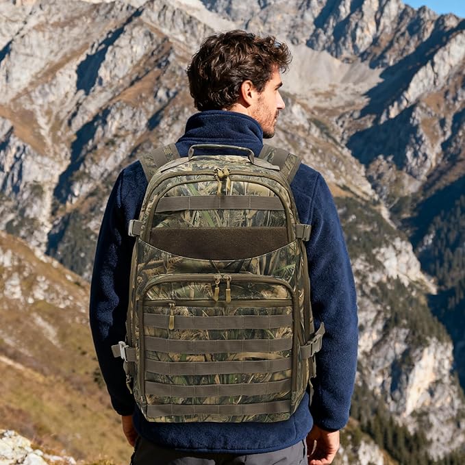 Tactical Hunting Back pack for MenMilitary Molle BackpackAssault Pack37L EDC Hiking &amp Motorcycle Backpack (Aquatic Camouflage)