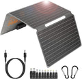 Portable Foldable Solar Panel Kit 30W 18V ETFE Solar Panels Charger with USB 3.0 Type-C and DC Outputs Fast Charging Compatible with iPhone iPad Power Banks IP67 Waterproof for RV Camping Off-Grid