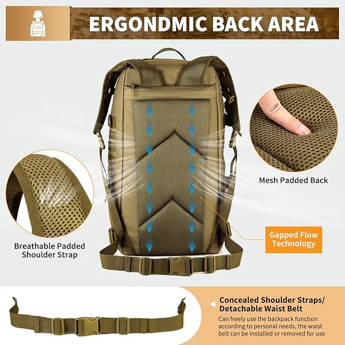 HUNTVP 60L Tactical Backpack Tactical Duffel Bag Military Travel Bag Outdoor Assault Pack Rucksack Bag | Gear Sport Outdoor Bag For Hunting Camping Trekking