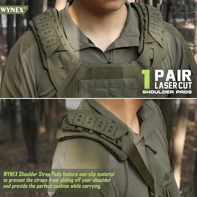 WYNEX 2 Pack Shoulder Strap Pad for Vest Carrier MOLLE Tourniquet Holder Tactical Plate Shoulder Pads Strap Cushion Vest Accessories IFAK TQ Holder Tactical Medical TQ Pouch