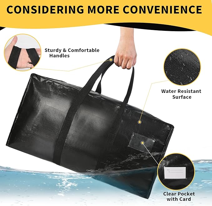 Heavy Duty Extra Large Moving Bags96 Gallon Jumbo Packing BagsHuge Moving Storage Bags with Strong Zippers &amp Carrying HandlesReusable Big Moving Storage Bags for College Dorm Travel 1Pack