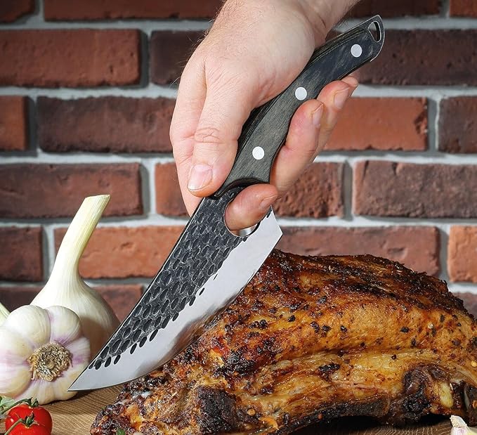 Zassenhaus Ranger Chef's Knife 11-inch Handmade Blade Steel with Hole Pakka Wood Handle with Leather Sheath for The Kitchen or as Outdoor Chef's Boning Chopping Knife