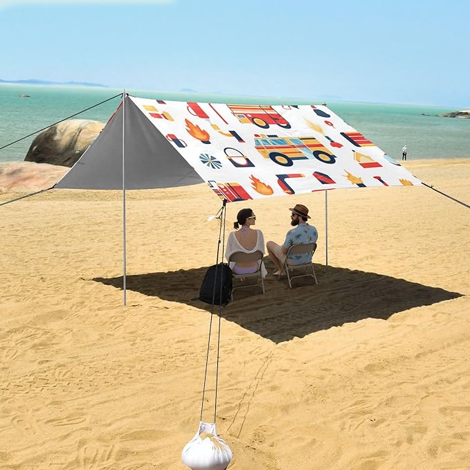 Fire Trucks Helmets Beach Tent UPF50 Lightweight Large Portable Sun Shelter with Sandbags and Shovel for Family Trips Picnics &amp Camping