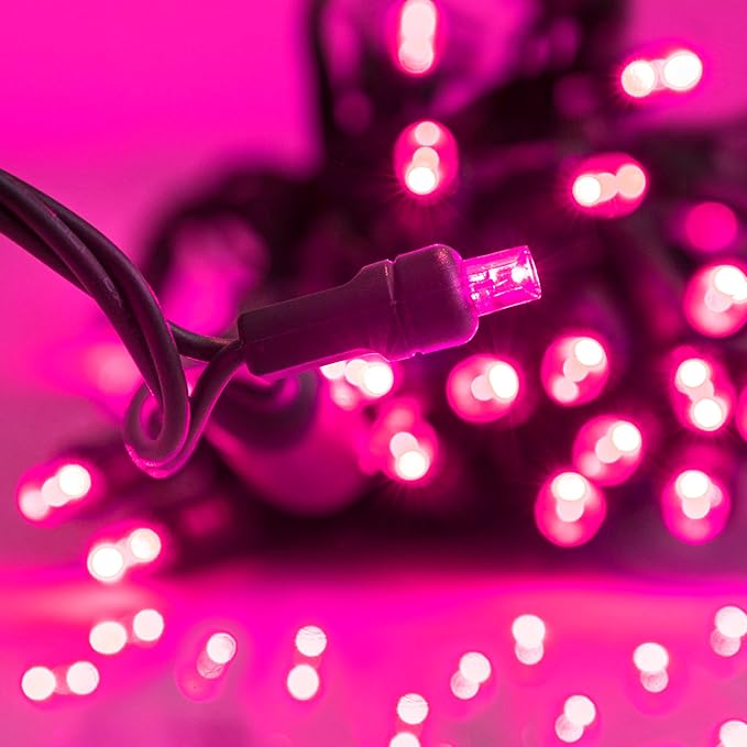 Pro Christmas LED Christmas Lights – 70 Count Wide Angle Conical String Lights – Professional Grade Indoor/Outdoor Commercial Holiday Light Set for Trees Bushes &amp Décor – Pink
