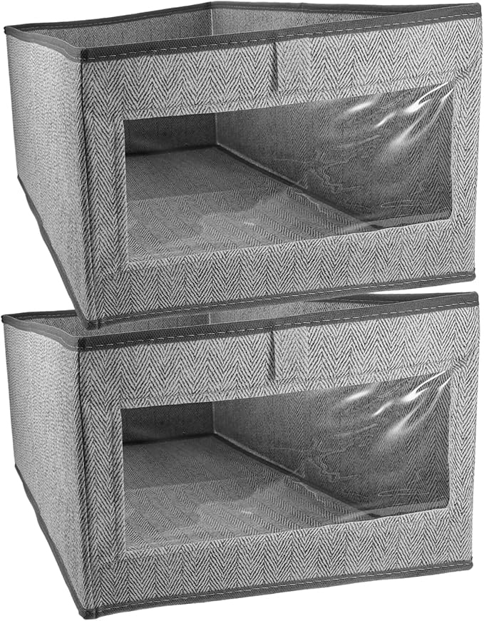 2pcs Foldable Bins Woven Storage Boxes Open Closet Organizer Clothes Storage Case Window Easy to Move Bedroom Containers