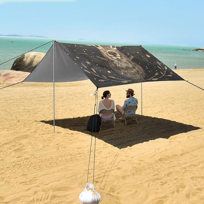 ALAZA Deer Zodiac Beach Tent Sun Shelter Portable Canopy Sunshade for Outdoor Camping Picnics Backyard Fun 10x9 ft