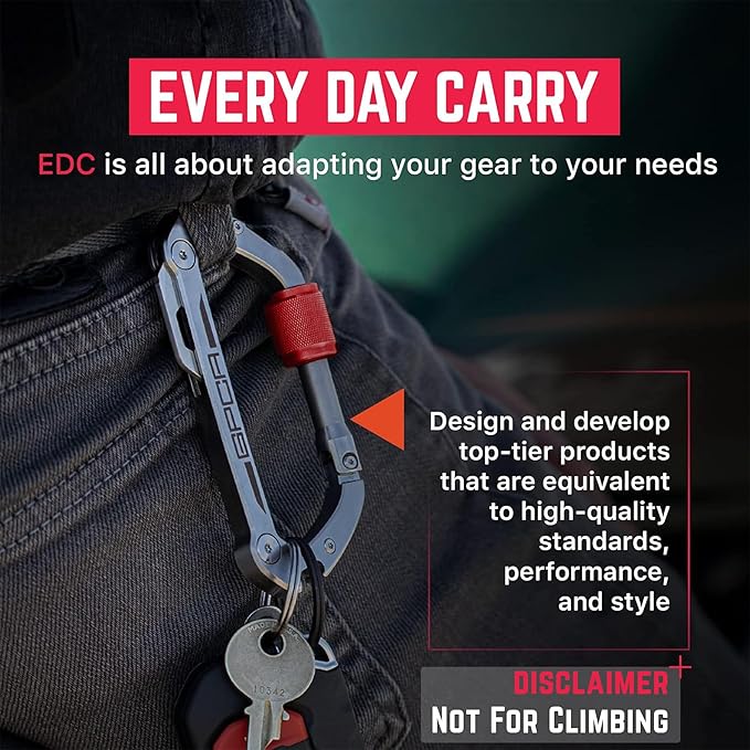 GPCA Carabiner Multitool - Carabiner Heavy Duty Key Clip for Keys Bottle Opener Screwdriver Box Cutter Ruler Keychain Clip Keychain Organizer EDC Gear for Camping &amp Hiking - Gifts for Men