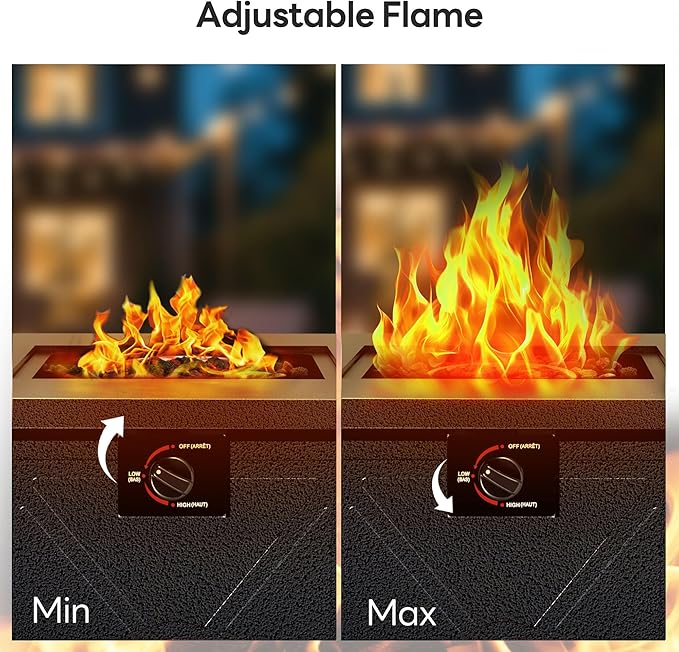 Electactic 28 Inch Propane Fire Pit 3-in-1 Multi-Use Outdoor Fire Pit Table 50000 BTU Steel Gas Fire Pit with Lid &amp Lava Rock Add Warmth and Ambience for Patio Deck Garden Outdoor Gatherings