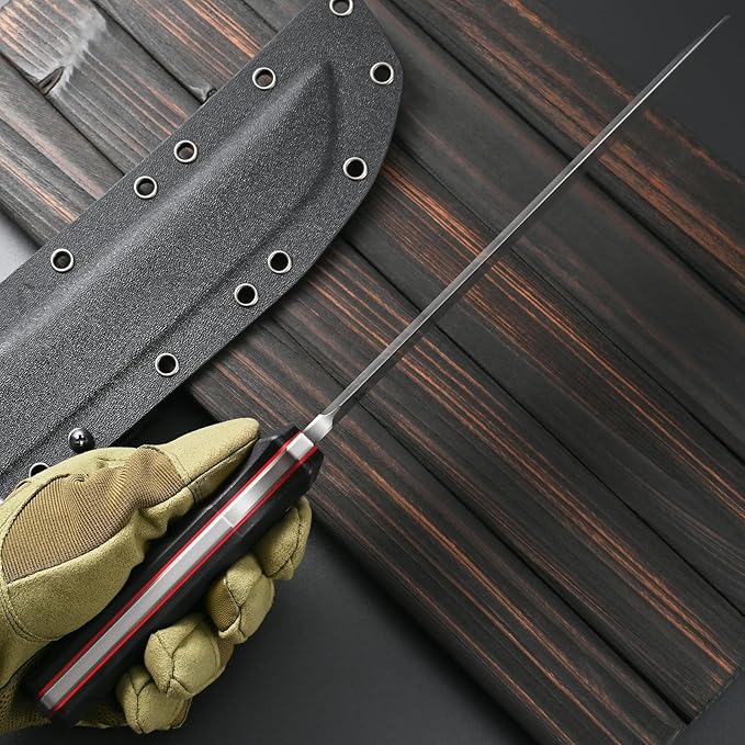 Sitivien ST25 Fixed Blade Knife AUS-10 Steel Blade G10 Handle Full Tang EDC Tool Straight Knife for Working Camping Hunting(Silver)