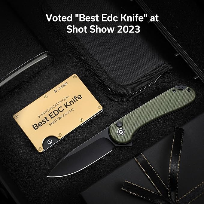 CIVIVI Elementum II Pocket Folding Knife 2.96 Nitro-V Steel Blade G10 Handle Utility Knife with Deep Carry Pocket Clip for Camping Hiking Hunting C18062P-3