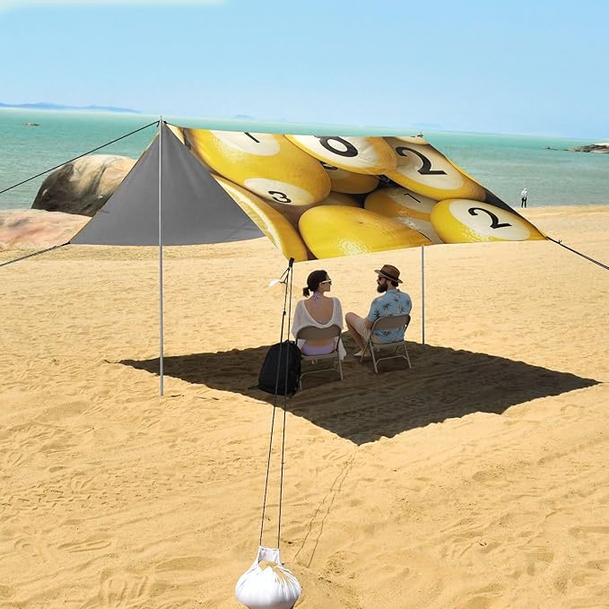 ALAZA Number Billiard Ball Lemon Seamless Beach Tent Sun Shelter Portable Canopy Sunshade for Outdoor Camping Picnics Backyard Fun 10x9 ft