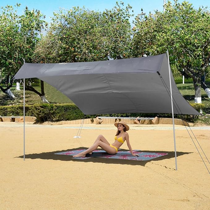 ALAZA Cute Raccoon Baby Animal Beach Tent Sun Shelter UPF50+ Protection Beach Shade Canopy w/ 4 Sandbags for Outdoor Camping Fishing Backyard Fun Picnic 10x9 ft