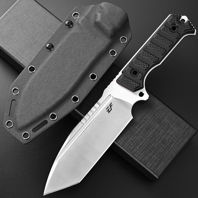 Eafengrow EF135 Fixed Blade Knife DC53 Steel Blade G10 Handle Full Tang Heavy Duty EDC Straight Knifes for Field Working Camping Survival Bushcraft(Silver)