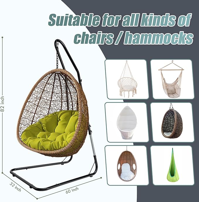 Sorbus Durable Hammock Chair Stand Hanging Chair Stand- Heavy Duty Steel Sensory Swing Stand- Weather &amp Rust Resistant- Adjustable Portable Stand 330lbs for TreeLoungerAir PorchIndoor/OutdoorP
